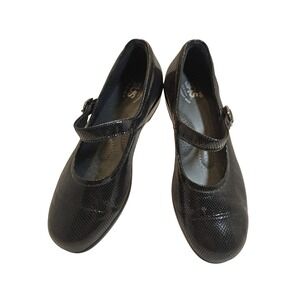 SAS Tripad Mary Jane Black Snake Embossed buckle‎ Comfort Shoes Womens 7.5 Wide